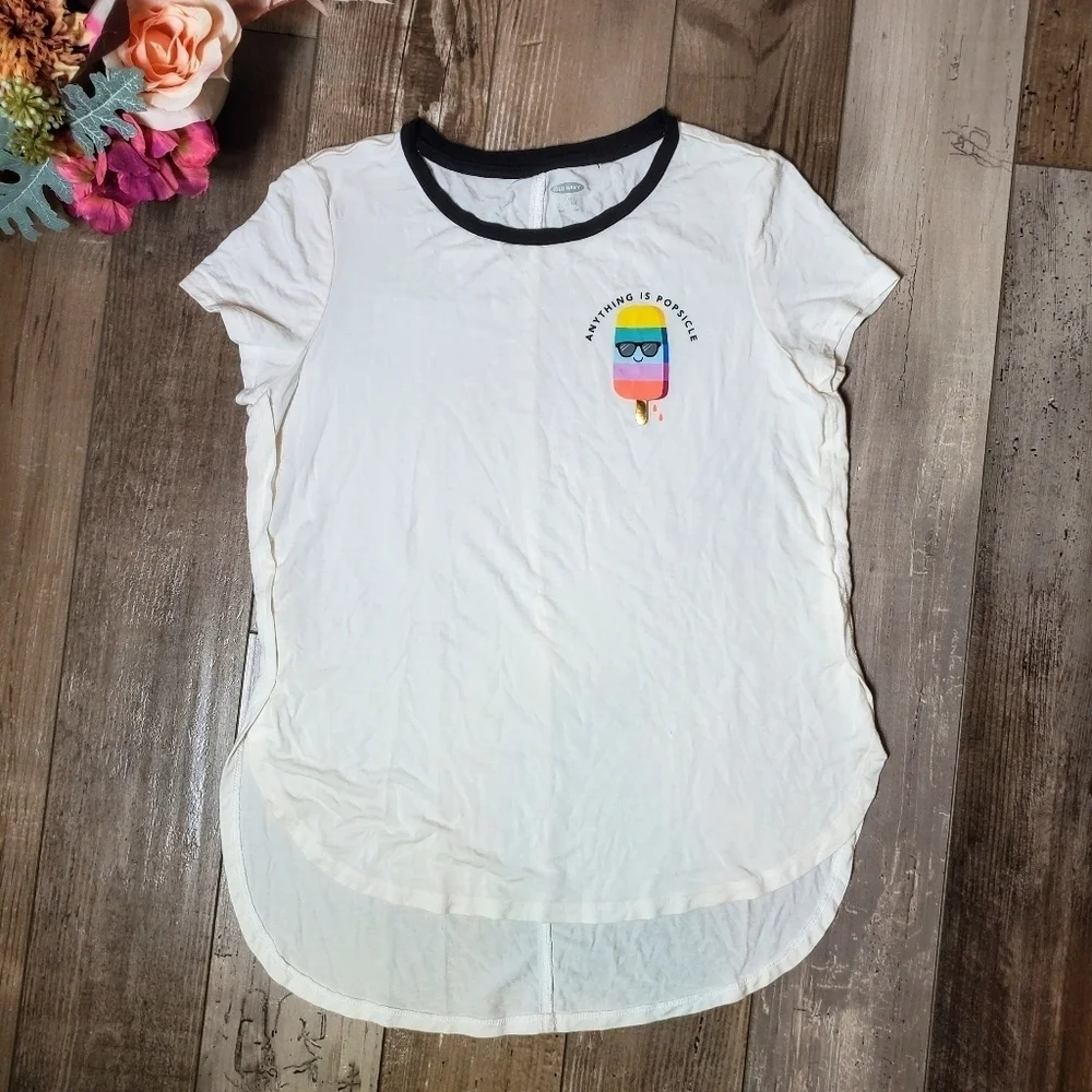Old Navy Graphic Tulip-Hem Tunic Tee for Girls Size Large 10-12 EUC